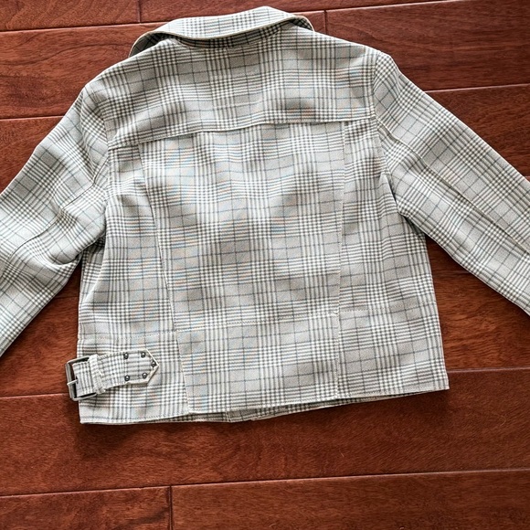 Blank NYC Grey and Cream Glen Plaid Women's Moto Jacket - Small - Like New! - Picture 3 of 10